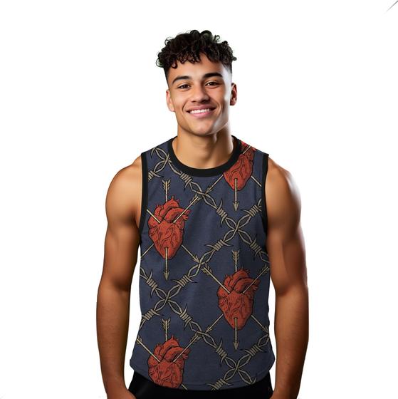 Imagem de Camiseta Regata Verão Estilo Moda Praia Coração Farpas Flecha 746