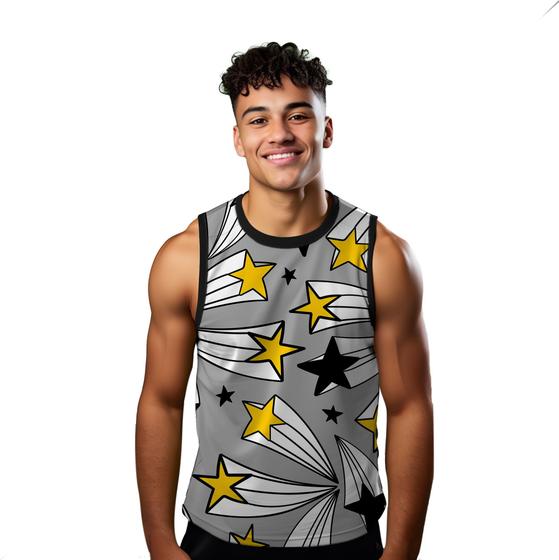 Imagem de Camiseta Regata Verão Estilo Moda Praia Estrelas Arte Cadente Brilho 1227