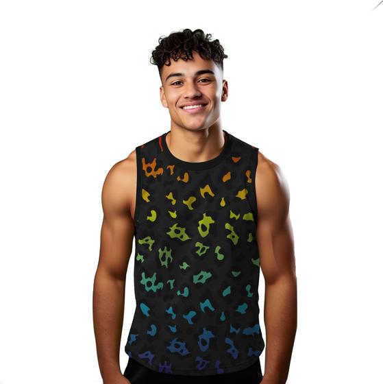 Imagem de Camiseta Regata Verão Estilo Moda Praia Manchas Tigre Colorido 762