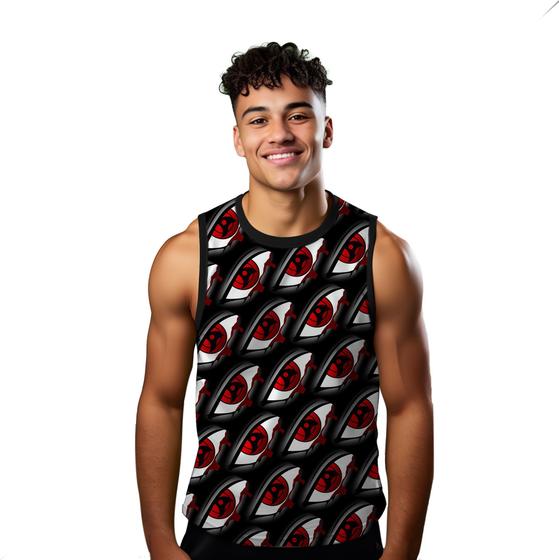 Imagem de Camiseta Regata Verão Estilo Moda Praia Olhos Sharingan Anime Vermelho Mangekyo 1137