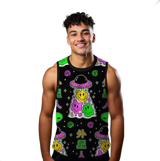 Imagem de Camiseta Regata Verão Estilo Moda Praia Ovni Abduzindo Emoji Espaço Aliem 1235