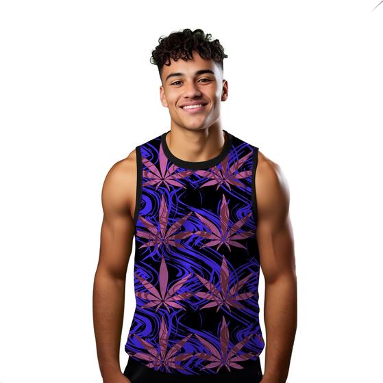 Imagem de Camiseta Regata Verão Estilo Moda Praia Planta Arte Cartoon Roxo 1106