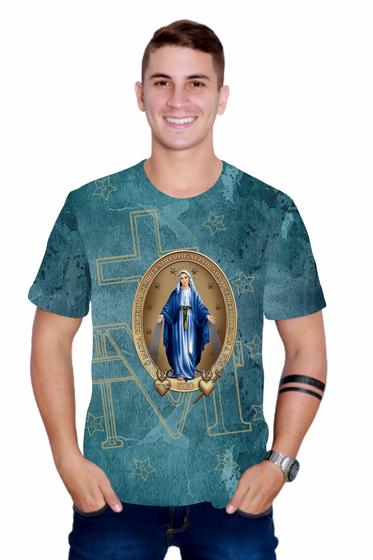 Imagem de Camiseta Religiosa Católica Nossa Senhora das Graças Medalha CTF1245