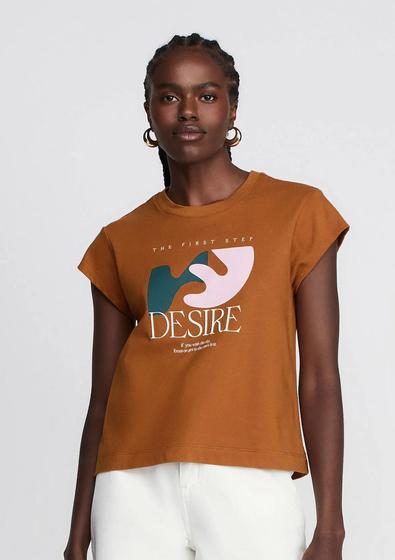 Imagem de Camiseta Reta Decote Redondo MARROM Estampada DZARM/TAM: M