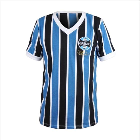 Imagem de Camiseta Retrô Mania Grêmio Tokyo 1983 Home Masculina - Azul e Preto