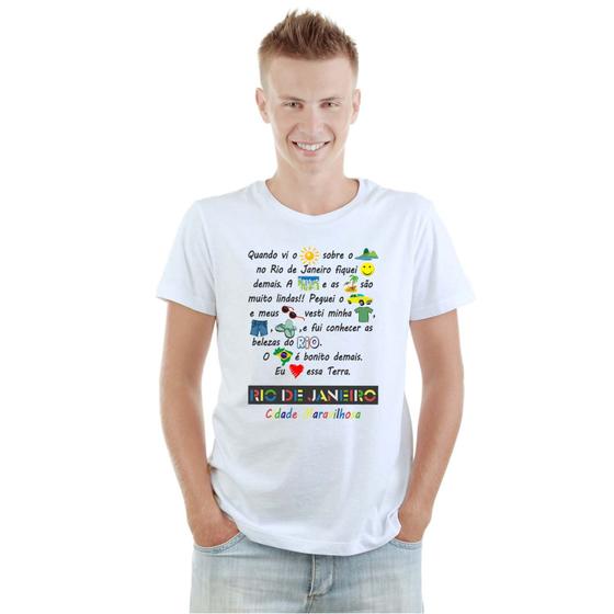 Imagem de Camiseta Rio De Janeiro Cidade Maravilhosa Camisa Personalizada Blusa Adulto Algodão com Poliéster