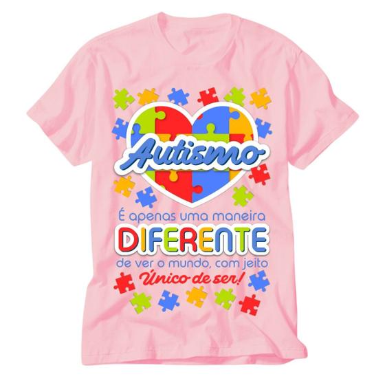 Imagem de Camiseta Rosa Autismo eu amo alguém que tem autismo