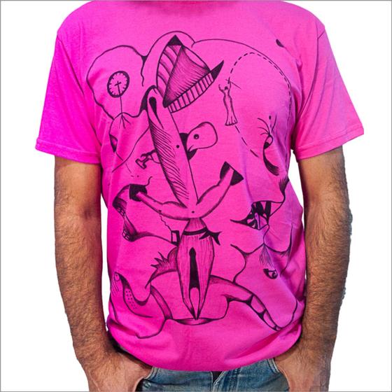Imagem de Camiseta Rosa de Algodão com Desenho Artístico