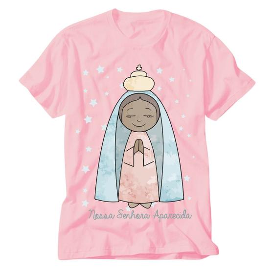 Imagem de Camiseta Rosa Nossa Senhora Aparecida intercessora Romaria