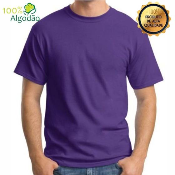 Imagem de Camiseta Roxa Camisa Masculina Básica 100% Algodão 30.1 Premium