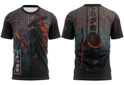 Imagem de Camiseta Samurai Ninja Camisa Guerreiro Estilosa Vencedor Das Batalhas Anime