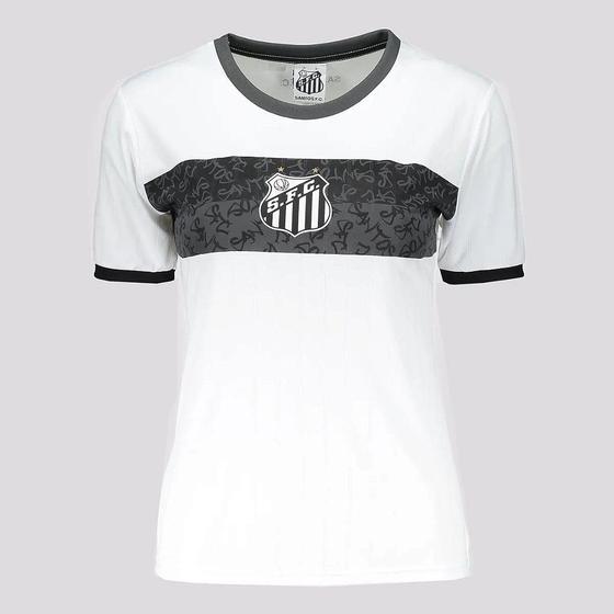 Imagem de Camiseta santos stencil feminina branca