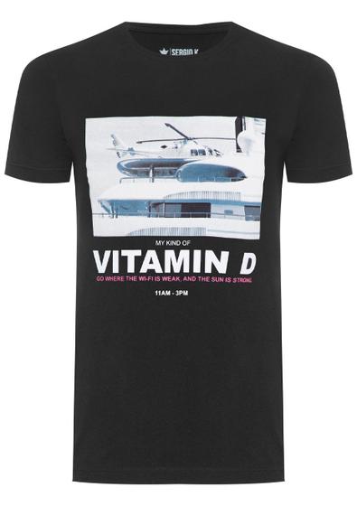 Imagem de Camiseta Sergio K Masculina Vitamin D Preta