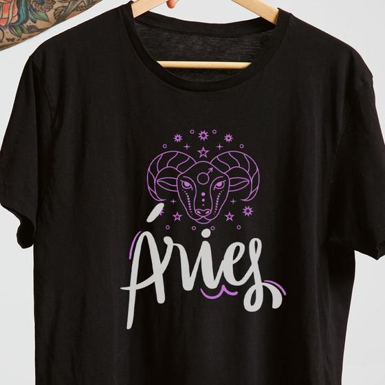 Imagem de Camiseta Signo Áries Horóscopo Malha Premium 100% Algodão Unissex