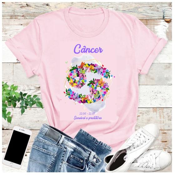 Imagem de Camiseta Signos Zodíaco Astrologia Personalizada Floral