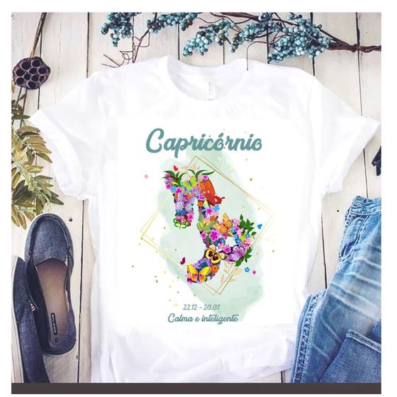 Imagem de Camiseta Signos Zodíaco Astrologia Personalizada Floral