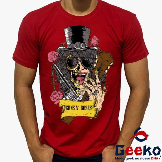 Imagem de Camiseta Slash 100% Algodão Diversas Cores Guns N Roses  Rock Geeko