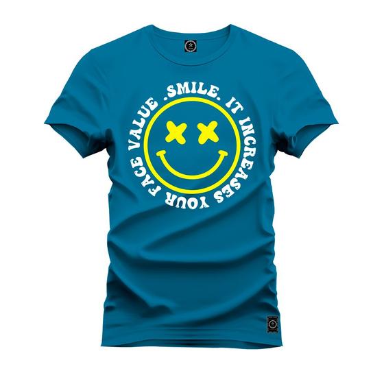 Imagem de Camiseta Smyle Hum Plus Size Forma Grande Gola Redonda Estampada Varias Cores