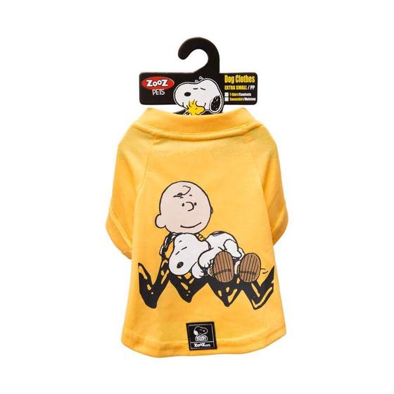 Imagem de Camiseta Snoopy Charlie Zooz Pets para Cães Sleep Amarela - Tamanho G