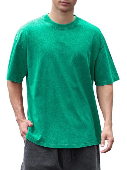 Imagem de Camiseta SnowElve de algodão de tamanho grande, folgada, verde vintage