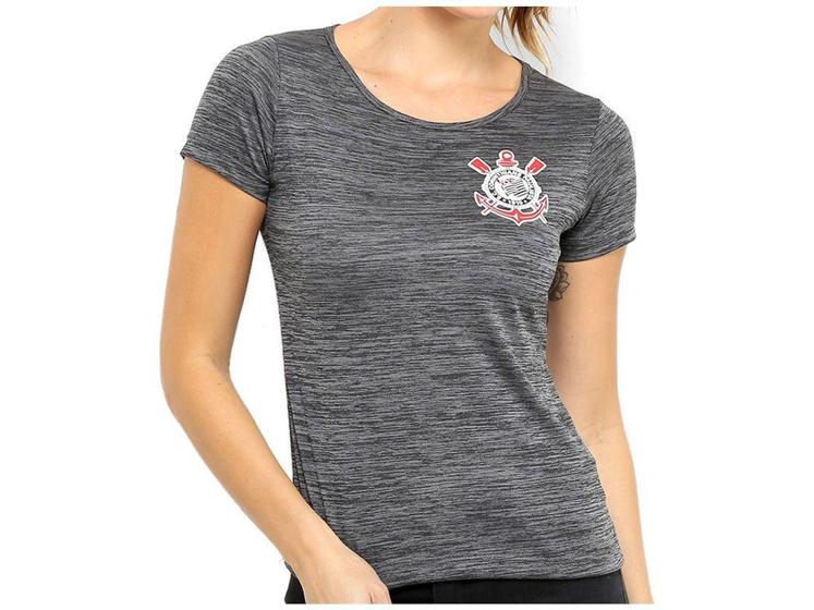 Imagem de Camiseta SPR Corinthians Fio Tinto Clever  - Feminina Manga Curta Mescla Escuro