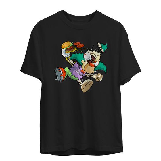 Imagem de Camiseta Springfield Preta e Branca Psicodelica Do Personagem Krusty Dos Simpsons