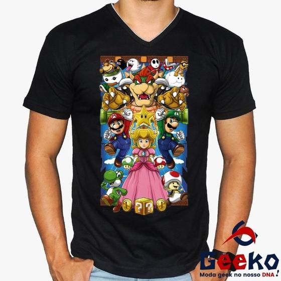 Imagem de Camiseta Super Mario 100% Algodão Mario Bros Geeko