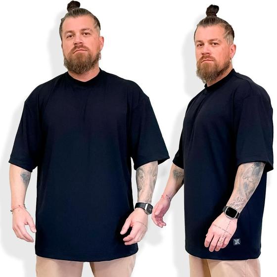 Imagem de Camiseta Super Oversized Moletinho Gola Alta Manga Curta Com Elastano