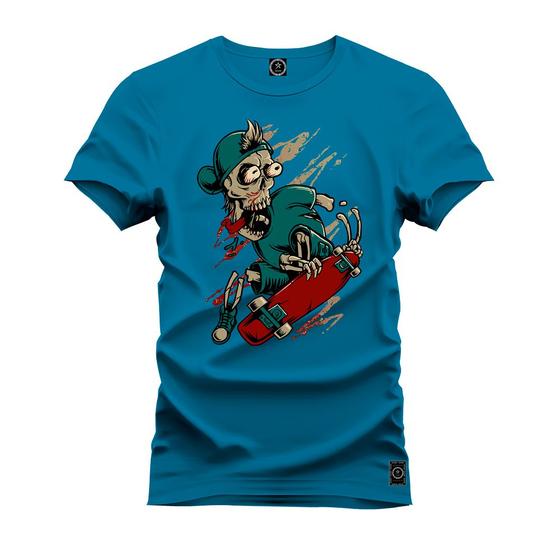 Imagem de Camiseta T-Shirt Algodão Premium Estampada Caveira Skatista