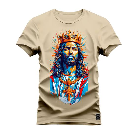 Imagem de Camiseta T-Shirt Algodão Premium Estampada Jesus Cristo Aquarela