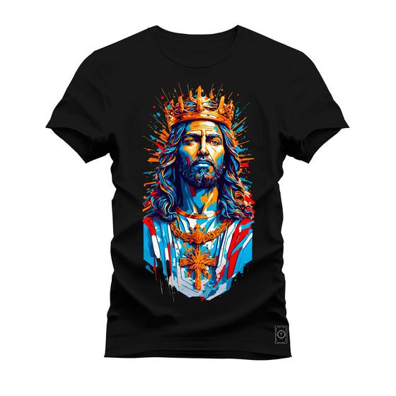 Imagem de Camiseta T-Shirt Algodão Premium Estampada Jesus Cristo Aquarela