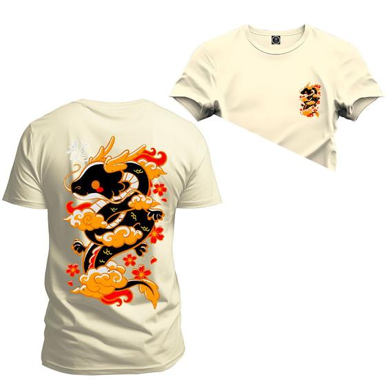 Imagem de Camiseta T-Shirt Algodão Premium Estampada Serpente Frente Costas