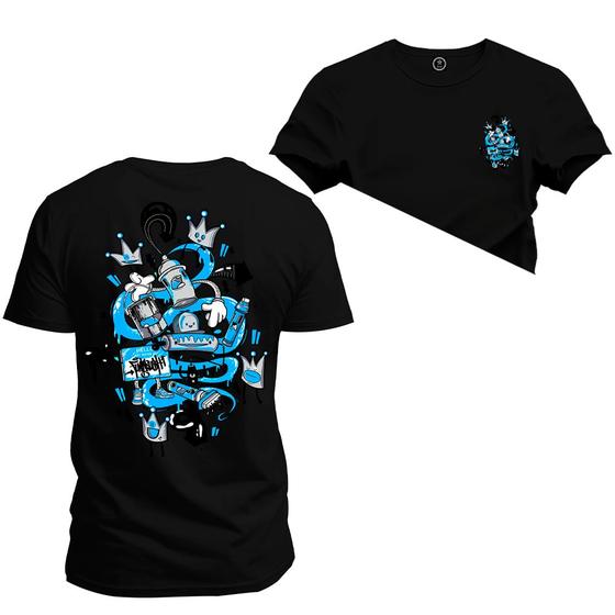 Imagem de Camiseta T-Shirt Algodão Premium Estampada Spray Blue Frente Costas