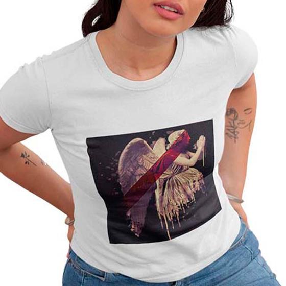 Imagem de Camiseta T-Shirt Baby Look Feminina Algodão Básica Estampada