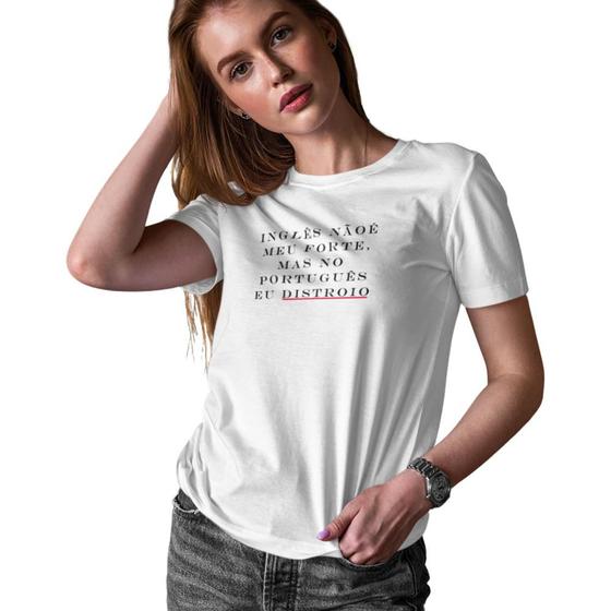 Imagem de Camiseta T-Shirt Baby Look Feminina Frase Português Distroio