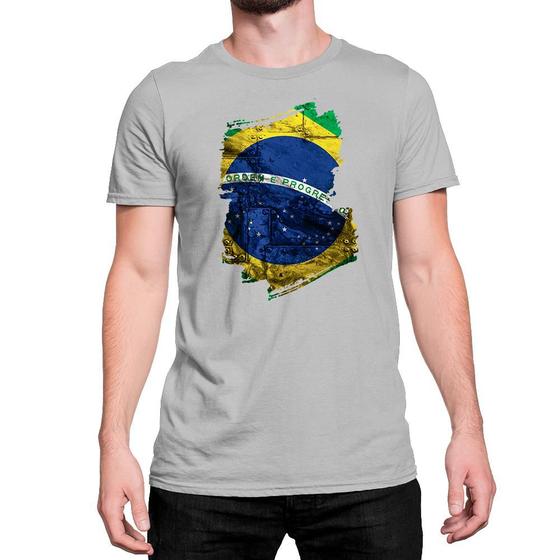 Imagem de Camiseta T-Shirt Bandeira Do Brasil Textura Pincelada De Tinta