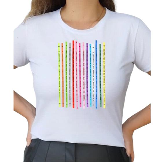 Imagem de Camiseta T Shirt Branco Feminina Tropical Eu amo Bahia Fitinhas Senhor do Bonfim