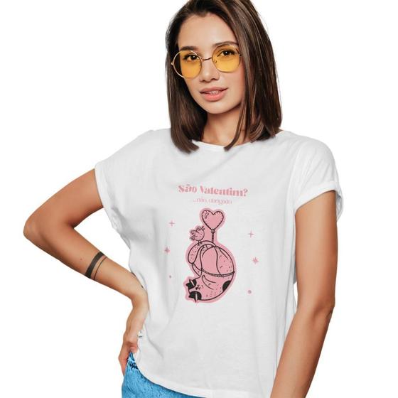 Imagem de Camiseta T-Shirt Feminina Algodão Manga Curta São Valentim
