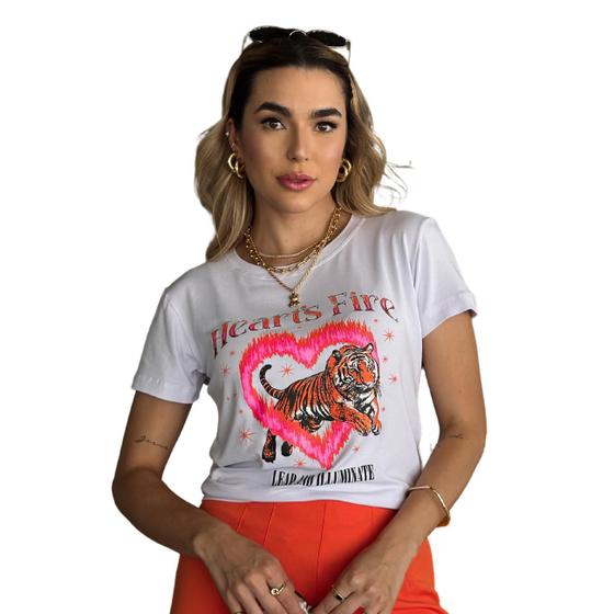Imagem de Camiseta T-Shirt Feminina Hearts Fire Onça