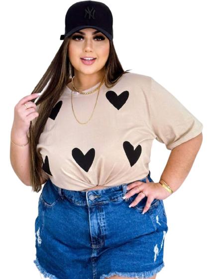 Imagem de Camiseta T-shirt Feminina Plus Size Estampada Pronta Entrega 100% Algodão