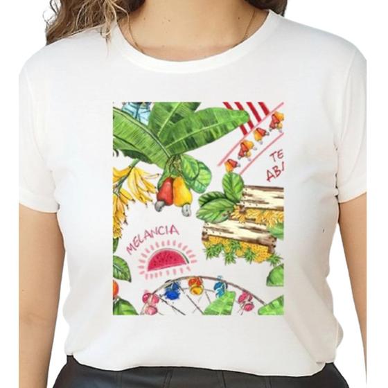 Imagem de Camiseta T Shirt Off White Feminina Caju e Melancia