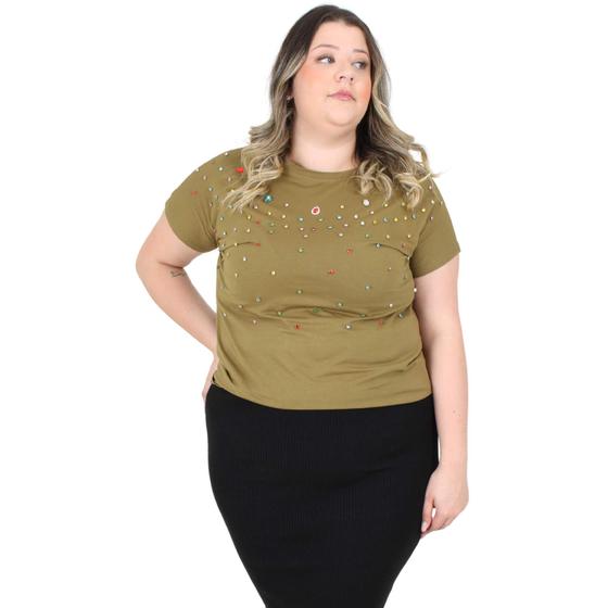 Imagem de Camiseta T-shirt Plus Size com Pedrarias