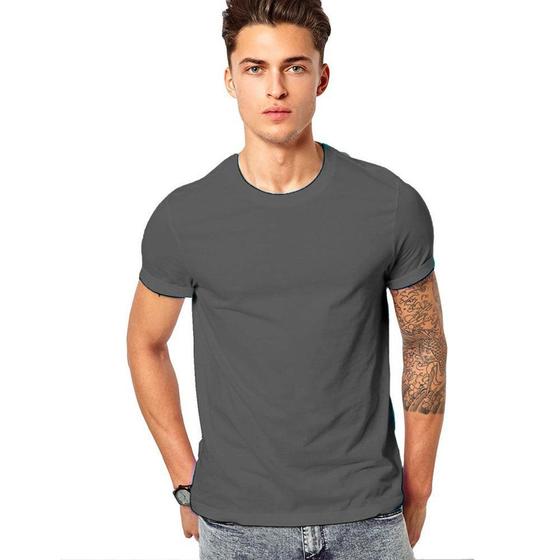 Imagem de Camiseta T-shirt Slim Malha Alto Padrão Fio 30.1 Lisa Basica para Trabalho Dia A Dia Passeio