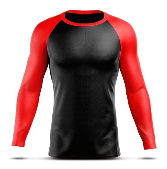 Imagem de Camiseta Térmica Blusa Esportiva Longa Rash Guard Corrida Jiu Jitsu Proteção Solar UV Luta Dry Fit