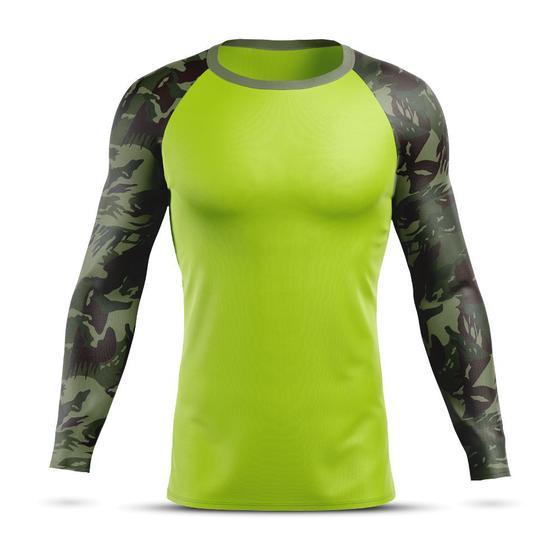 Imagem de Camiseta Térmica Segunda Pele AD Store Dry Fit Verde Neon e Camuflado Exército
