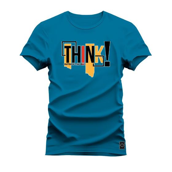 Imagem de Camiseta Think Plus Size Forma Grande Gola Redonda Estampada Varias Cores