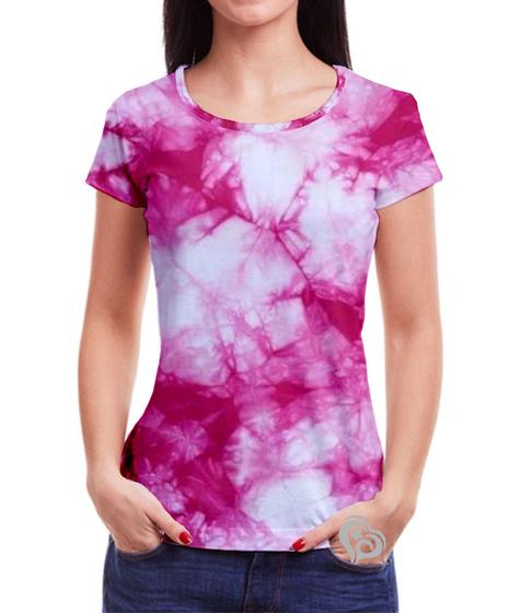 Imagem de Camiseta tie dye Feminina Blusa Roupas Camisa Tai dai pink