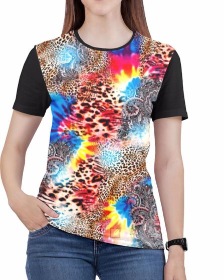 Imagem de Camiseta Tie Dye Feminina Blusa Roupas pisicodelica