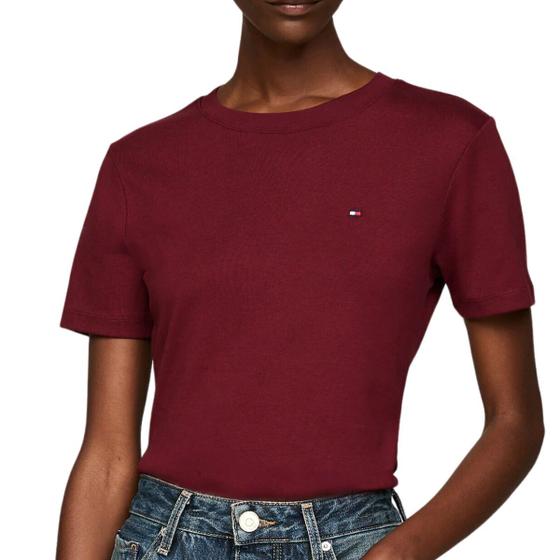 Imagem de Camiseta Tommy Hilfiger Feminina Essential Cotton Tee Vinho