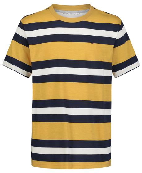 Imagem de Camiseta Tommy Hilfiger masculina de manga curta com listras de rúgbi 10-12Y